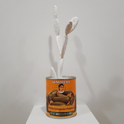 mark mann La Morena Cactus (Brown Hair), 2017 Plaster with metal can 12 x 6 x 6 inches Edition of 4