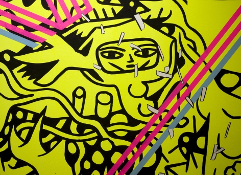 Dex Fernandez artwork on colorful mural installation