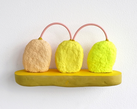 chiaozza Three Nuggets, 2017 Acrylic and rubber on paper pulp and pigmented concrete 4 x 6 ½ x 2 in. / 10.2 x 16.5 x 5.1 cm.