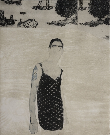 Elin Rodseth ​Bystander 2, 2014 Photopolymer and woodcut 13 7/16 x 11 in. / 34.1 x 27.9 cm. Edition of 15