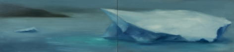 Karen Marston Iceberg In Mist 2, 2018 Oil on 2 wood panels 10 x 40 inches