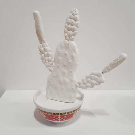 mark mann Tephro-like Cactus, 2017 Plaster and bowl 10 x 8 x 5 inches Edition of 4